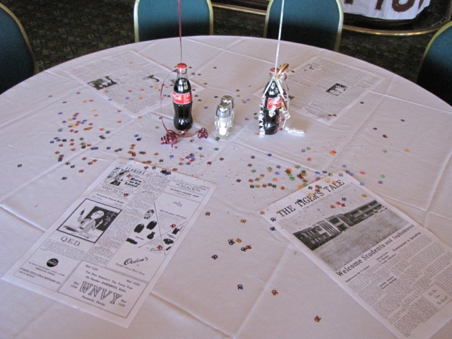 A few minutes after the confetti was sprinkled on all of the tables at Heritage Hall, the manager said it all had to be removed.  This is what the tables were supposed to look like!