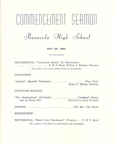 Commencement Sermon Program 
May 29, 1960