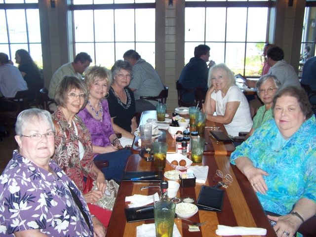 June 2010 at the Crab Trap - l to r:  Sally Booker Currie, Mary Catherine Nolan, Linda OLeary Hunneyman, Phyllis Bennett Samaha, Barbara Litchfield Moon, Carolyn Reeves Woitas, Mary Moffett Hufford


