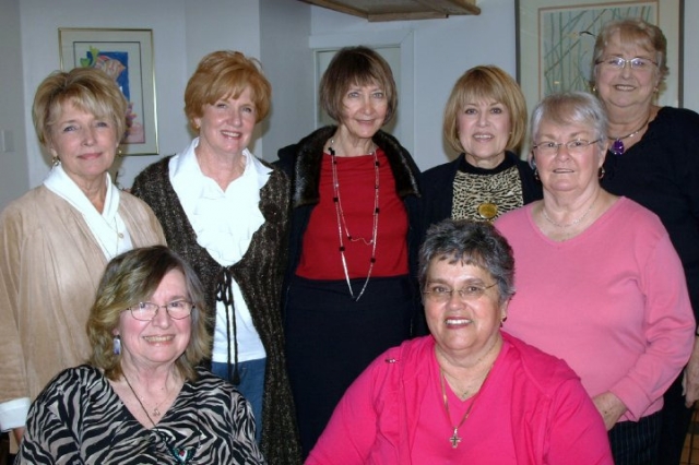 March 2010: Front Row:  Virginia West Robinson, Lelice Davis Newcomb.  Back Row:  Sheila Phillips Smith, Rita Daw Kohli, Mary Catherine Nolan, Carolyn Limes Patterson, Sally Booker Currie, Janie Horne Sanchez