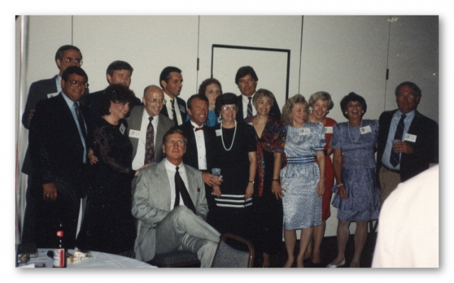 Reunion of Clubbs Jr High Students:  Top Row - Art Hufford, ? , Sonny Ridelhoover, Mary Moffett Hufford, Gene McCutchin Bottom Row: Mike Pietro, Joelle Reese Gibson, Tommy Harrell, Bill Godwin, Freddie Falgout, Rela Anderson White, Diane Dearinger Erickso