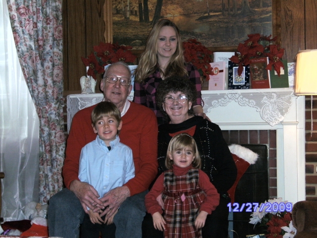 Grandpa & Grandma Batchelor (Ann Hudson) with their younger grandchildren Christmas 2009