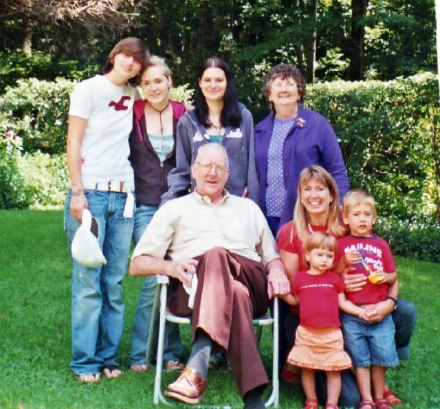 Batchelor Family picture taken summer 2008 includes Ann,Bill,granddaughters Adrea,Chelsea, Brittany and daughter, Mary with little Claire and Marc when visiting from Spain